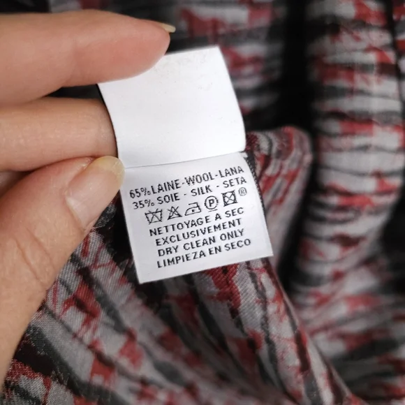 Hermes gray red horse pattern mens fall winter shirts wool silk. - Picture 12 of 14